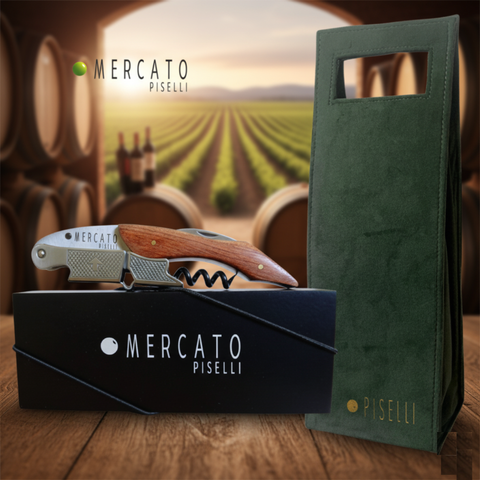 Kit para Vinho Piselli Abridor de Vinho + Wine Bag em Veludo Verde - Exclusivo